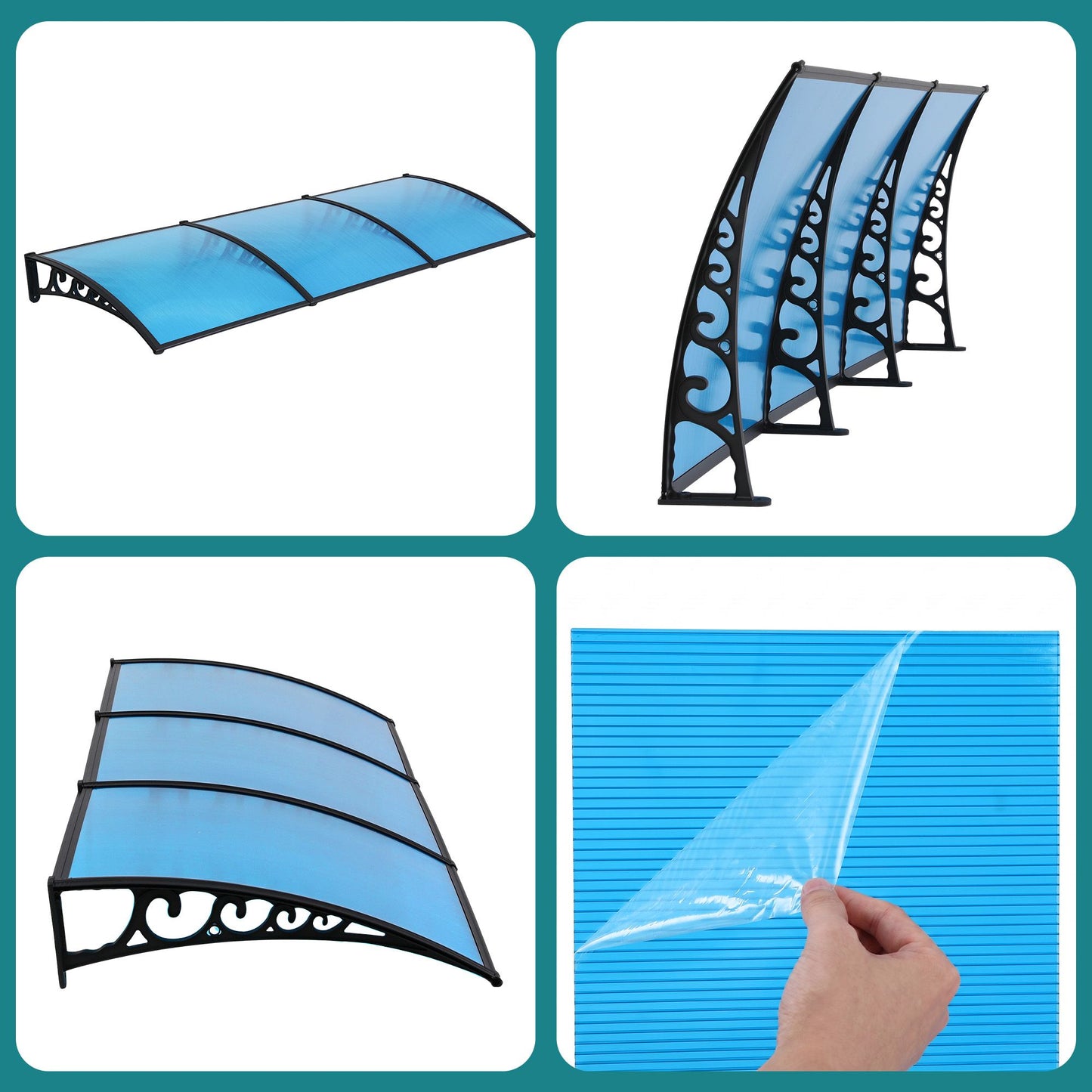 Instahut Window Door Awning 1mx3m Blue AWN-PC6-1X3-BL