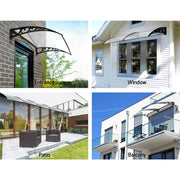 Instahut Window Door Awning 1mx6m Transparent Plastic Frame AWN-PC6-1X6