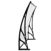 Instahut Window Door Awning Canopy 1mx2m Transparent Sheet Black Plastic Frame AWN-PC6MO-1X2