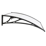 Instahut Window Door Awning Canopy 1mx2m Transparent Sheet Black Plastic Frame AWN-PC6MO-1X2