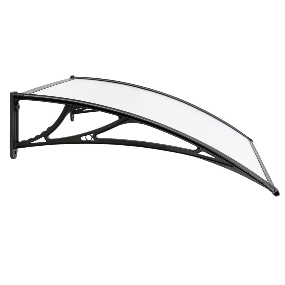 Instahut Window Door Awning Canopy 1mx2m Transparent Sheet Black Plastic Frame AWN-PC6MO-1X2