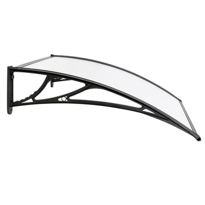 Instahut Window Door Awning Canopy 1mx2m Transparent Sheet Black Plastic Frame AWN-PC6MO-1X2