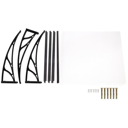 Instahut Window Door Awning Canopy 1mx2m Transparent Sheet Black Plastic Frame AWN-PC6MO-1X2