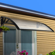 Instahut Window Door Awning Canopy 1mx2m Transparent Sheet Black Plastic Frame AWN-PC6MO-1X2
