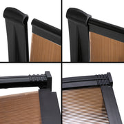 Instahut Window Door Awning Canopy 1mx2m Brown Sheet Black Plastic Frame AWN-PC6MO-1X2-BR