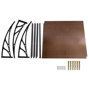 Instahut Window Door Awning Canopy 1mx2m Brown Sheet Black Plastic Frame AWN-PC6MO-1X2-BR