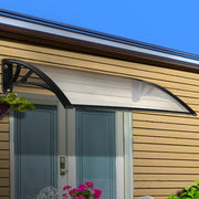 Instahut Window Awning Door Canopy 1m x 4m Transparent Sheet Black Plastic Frame AWN-PC6MO-1X4