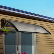 Instahut Window Awning Door Canopy 1m x 4m Transparent Sheet Black Plastic Frame AWN-PC6MO-1X4