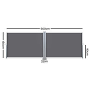 Instahut Side Awning Sun Shade Outdoor Retractable Privacy Screen 1.8MX6M Grey AWN-SIDE-BD-180-GREY