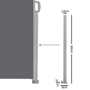 Instahut Side Awning Sun Shade Outdoor Retractable Privacy Screen 1.8MX6M Grey AWN-SIDE-BD-180-GREY
