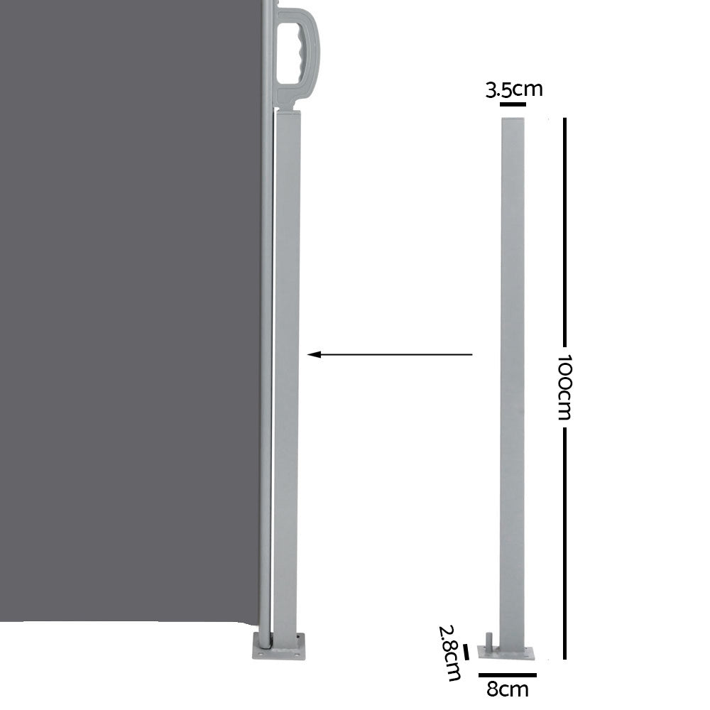 Instahut Side Awning Sun Shade Outdoor Retractable Privacy Screen 2MX6M Grey AWN-SIDE-BD-200-GREY