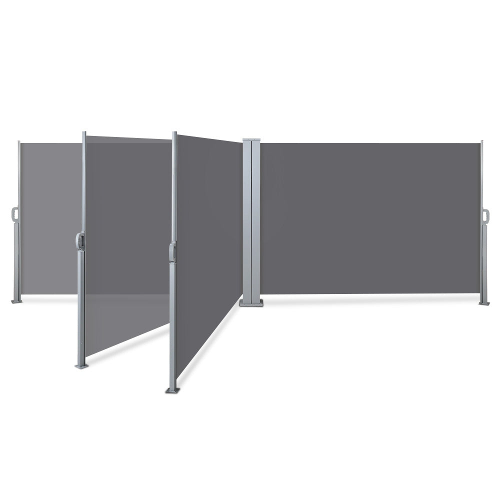 Instahut Side Awning Sun Shade Outdoor Retractable Privacy Screen 2MX6M Grey AWN-SIDE-BD-200-GREY