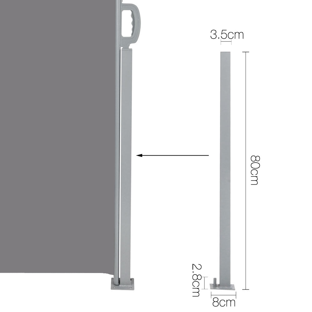 Instahut Retractable Side Awning Shade 1.8 x 3m - Grey AWN-SIDE-FC-180-GREY