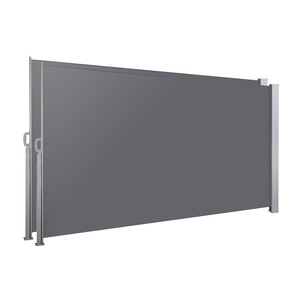 Set of 2 Instahut Side Awning Sun Shade Outdoor Blinds Retractable Screen 1.8X3M GR AWN-SIDE-FC-180-GREYX2