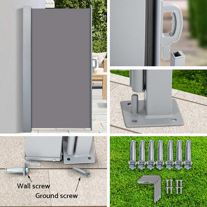 Set of 2 Instahut Side Awning Sun Shade Outdoor Blinds Retractable Screen 1.8X3M GR AWN-SIDE-FC-180-GREYX2