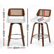 Artiss Wooden Bar Stools Swivel Kitchen Counter Stool Chair 60cm Seat Height BA-B-0369-RAT-WH