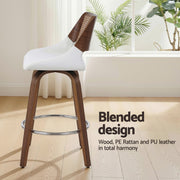 Artiss Wooden Bar Stools Swivel Kitchen Counter Stool Chair 60cm Seat Height BA-B-0369-RAT-WH