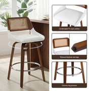 Artiss Wooden Bar Stools Swivel Kitchen Counter Stool Chair 60cm Seat Height BA-B-0369-RAT-WH