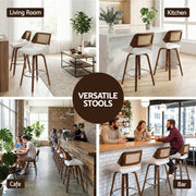 Artiss Wooden Bar Stools Swivel Kitchen Counter Stool Chair 60cm Seat Height BA-B-0369-RAT-WH