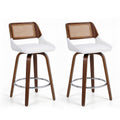 Artiss Wooden Bar Stools Set of 2 Swivel Kitchen Counter Stool Chair 60cm Seat Height BA-B-0369-RAT-WHX2