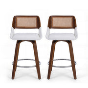 Artiss Wooden Bar Stools Set of 2 Swivel Kitchen Counter Stool Chair 60cm Seat Height BA-B-0369-RAT-WHX2