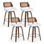 Artiss Wooden Bar Stools Set of 4 Swivel Kitchen Counter Stool Chair 60cm Seat Height BA-B-0369-RAT-WHX4