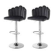 Artiss Bar Stool X2 Kitchen Dining Counter Gaslift Chair Adjustable Velvet Grey BA-B-B08-VEL-GYX2