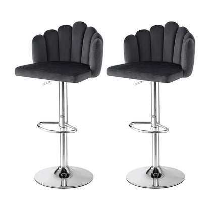 Artiss Bar Stool X2 Kitchen Dining Counter Gaslift Chair Adjustable Velvet Grey BA-B-B08-VEL-GYX2