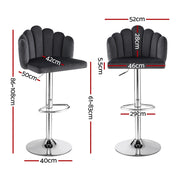 Artiss Bar Stool X2 Kitchen Dining Counter Gaslift Chair Adjustable Velvet Grey BA-B-B08-VEL-GYX2