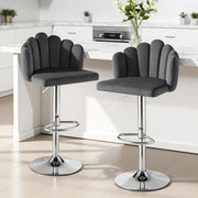 Artiss Bar Stool X2 Kitchen Dining Counter Gaslift Chair Adjustable Velvet Grey BA-B-B08-VEL-GYX2