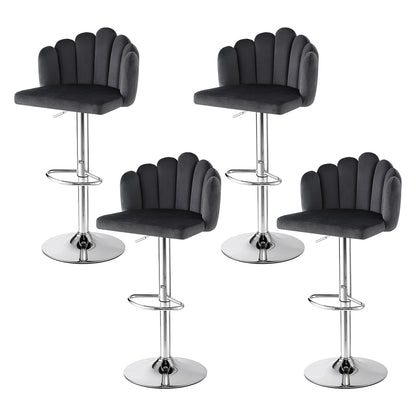 Artiss Bar Stool X4 Kitchen Dining Counter Gaslift Chair Adjustable Velvet Grey BA-B-B08-VEL-GYX4