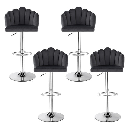 Artiss Bar Stool X4 Kitchen Dining Counter Gaslift Chair Adjustable Velvet Grey BA-B-B08-VEL-GYX4
