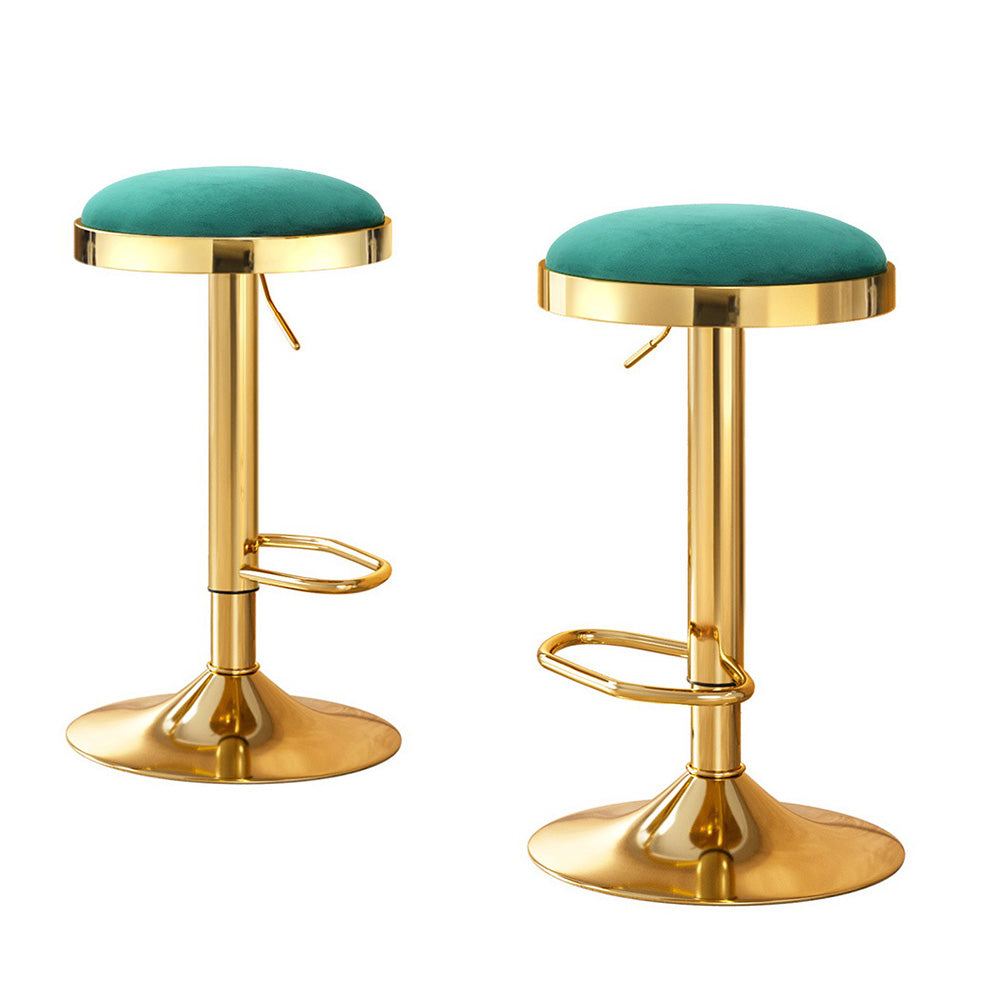 2x Artiss Bar Stools Kitchen Dining Chairs Velvet Padded Stool Green BA-B-FABRIC-G02-GRX2