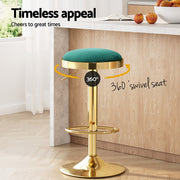 2x Artiss Bar Stools Kitchen Dining Chairs Velvet Padded Stool Green BA-B-FABRIC-G02-GRX2