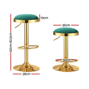 4x Artiss Bar Stools Kitchen Dining Chairs Velvet Padded Stool Green BA-B-FABRIC-G02-GRX4