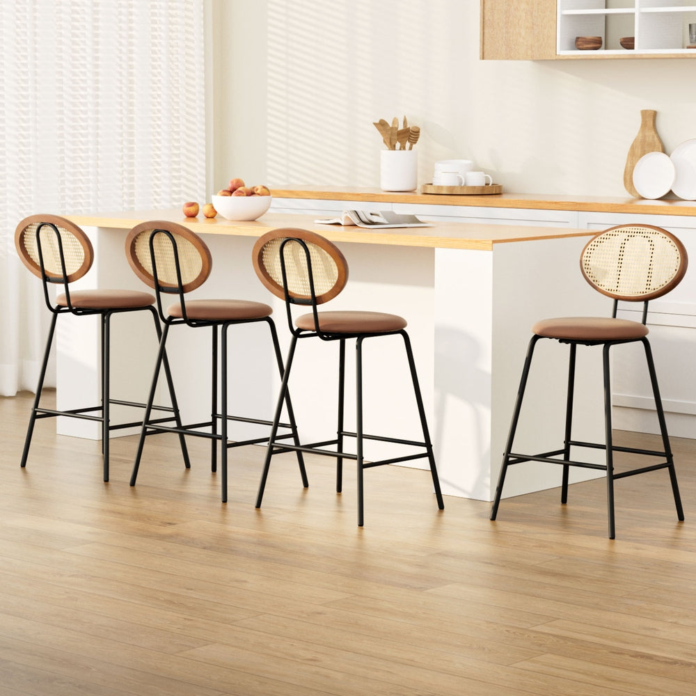 Artiss 4x Bar Stools PU Leather Stools Brown BA-B-ML-8783-BRX4