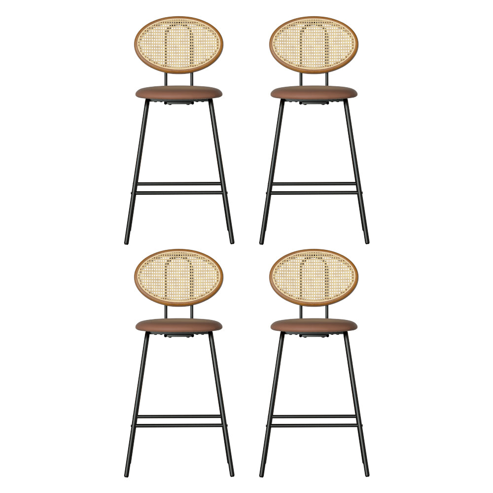 Artiss 4x Bar Stools PU Leather Stools Brown BA-B-ML-8783-BRX4