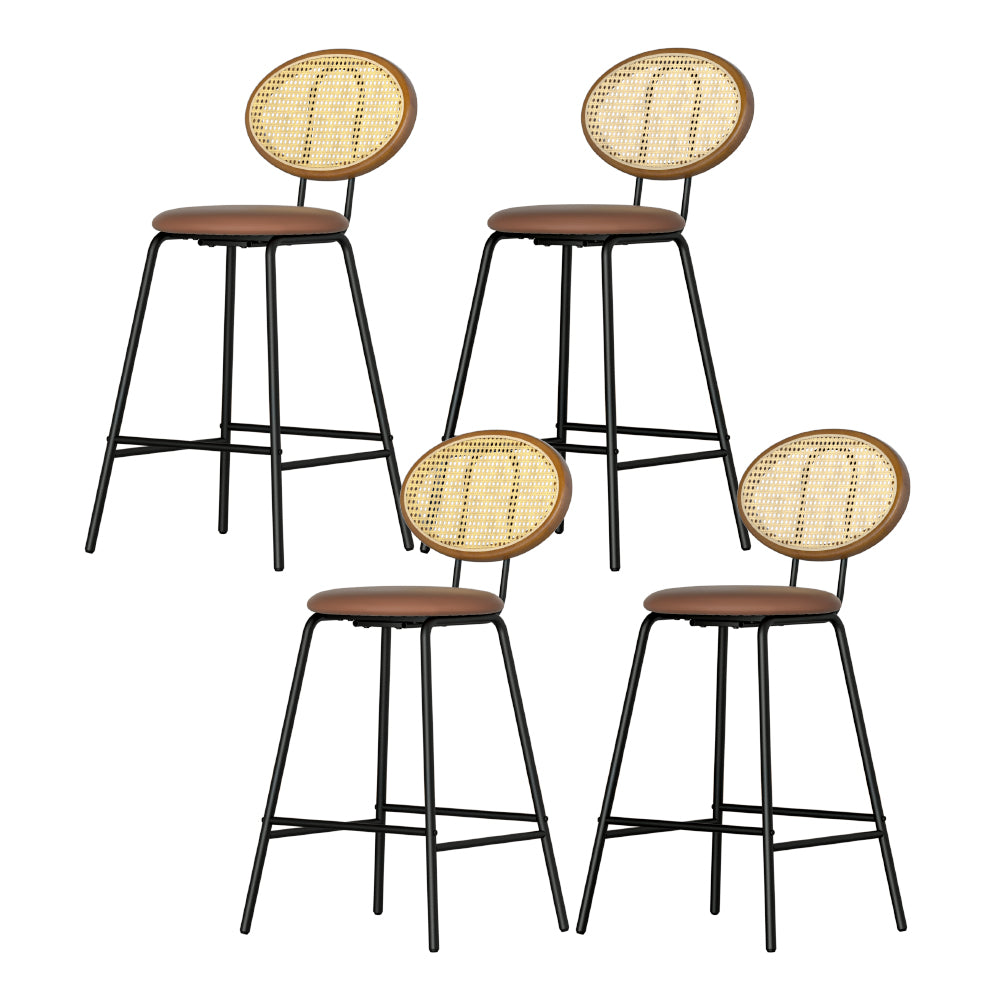 Artiss 4x Bar Stools PU Leather Stools Brown BA-B-ML-8783-BRX4