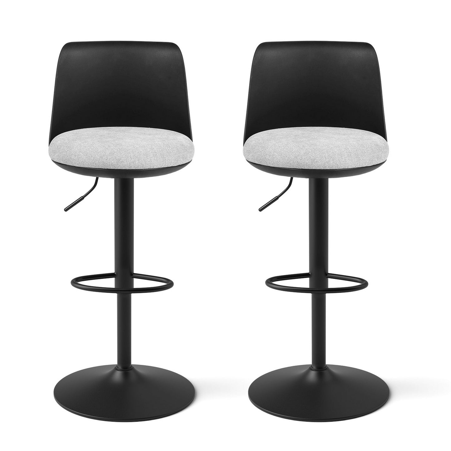 Artiss 2x Bar Stools Kitchen Swivel Gas Lift Counter Dining Chair Curved Black BA-BB-8097C-BKX2