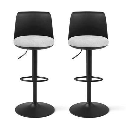 Artiss 2x Bar Stools Kitchen Swivel Gas Lift Counter Dining Chair Curved Black BA-BB-8097C-BKX2