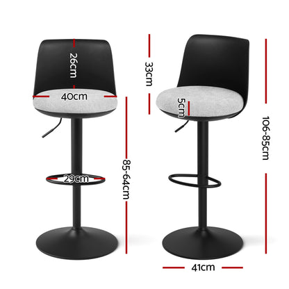 Artiss 4x Bar Stools Kitchen Swivel Gas Lift Counter Dining Chair Curved Black BA-BB-8097C-BKX4