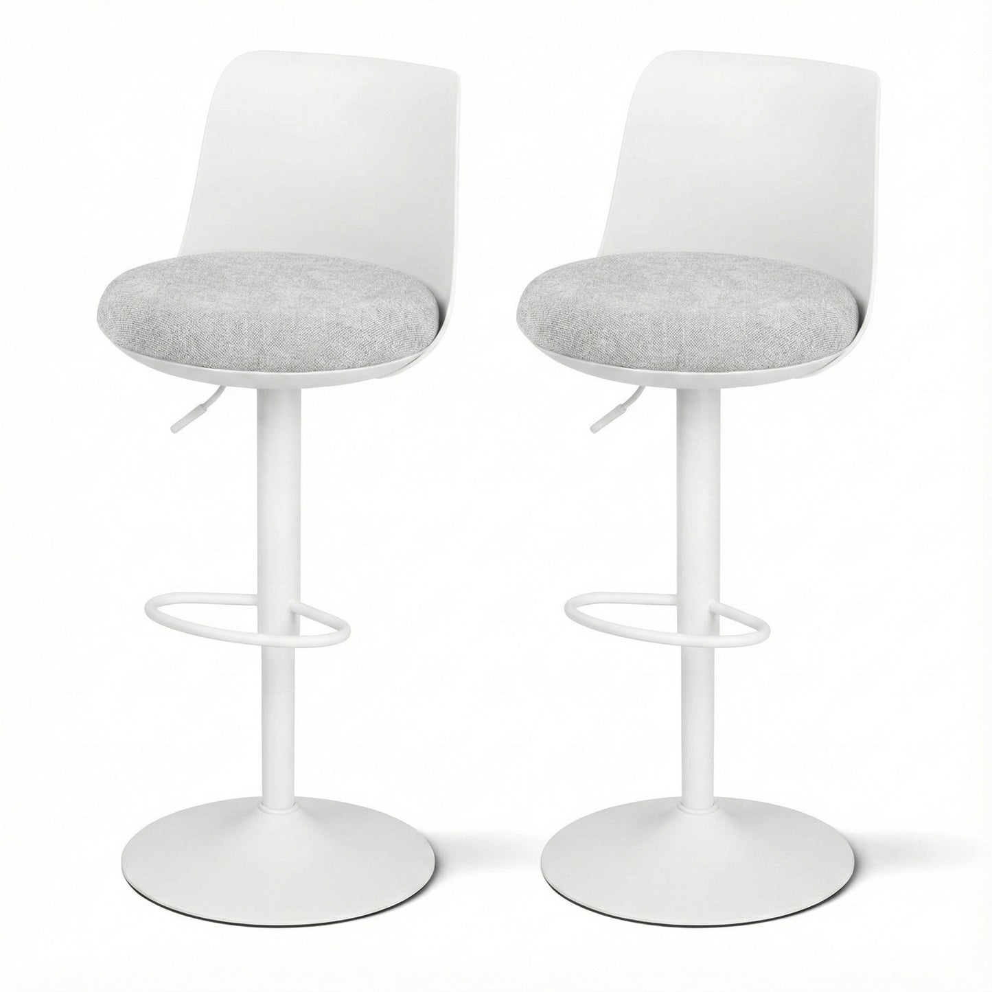 Artiss 2x Bar Stools Kitchen Swivel Gas Lift Counter Dining Chair Curved White BA-BB-8097C-WHX2