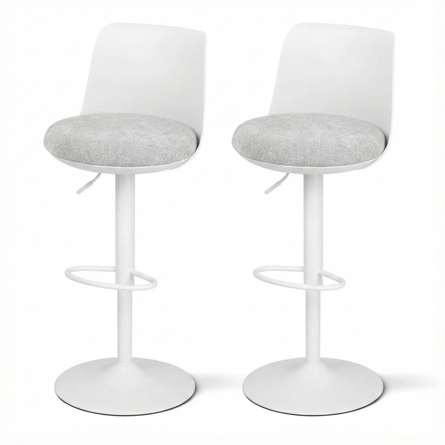 Artiss 2x Bar Stools Kitchen Swivel Gas Lift Counter Dining Chair Curved White BA-BB-8097C-WHX2