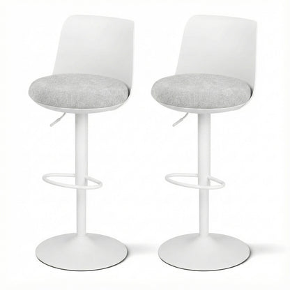 Artiss 2x Bar Stools Kitchen Swivel Gas Lift Counter Dining Chair Curved White BA-BB-8097C-WHX2