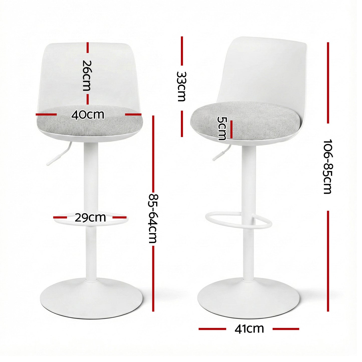 Artiss 2x Bar Stools Kitchen Swivel Gas Lift Counter Dining Chair Curved White BA-BB-8097C-WHX2