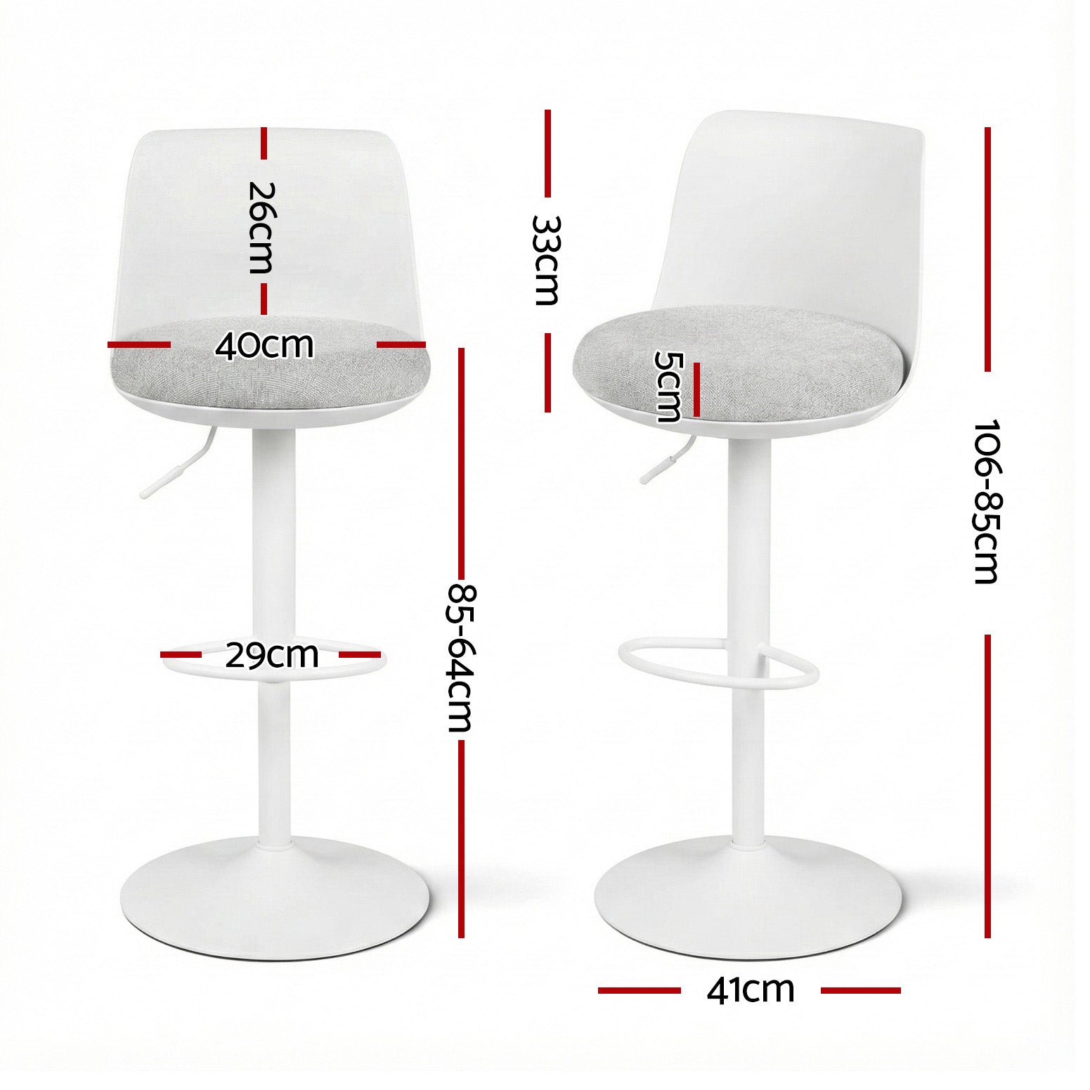 Artiss 2x Bar Stools Kitchen Swivel Gas Lift Counter Dining Chair Curved White BA-BB-8097C-WHX2