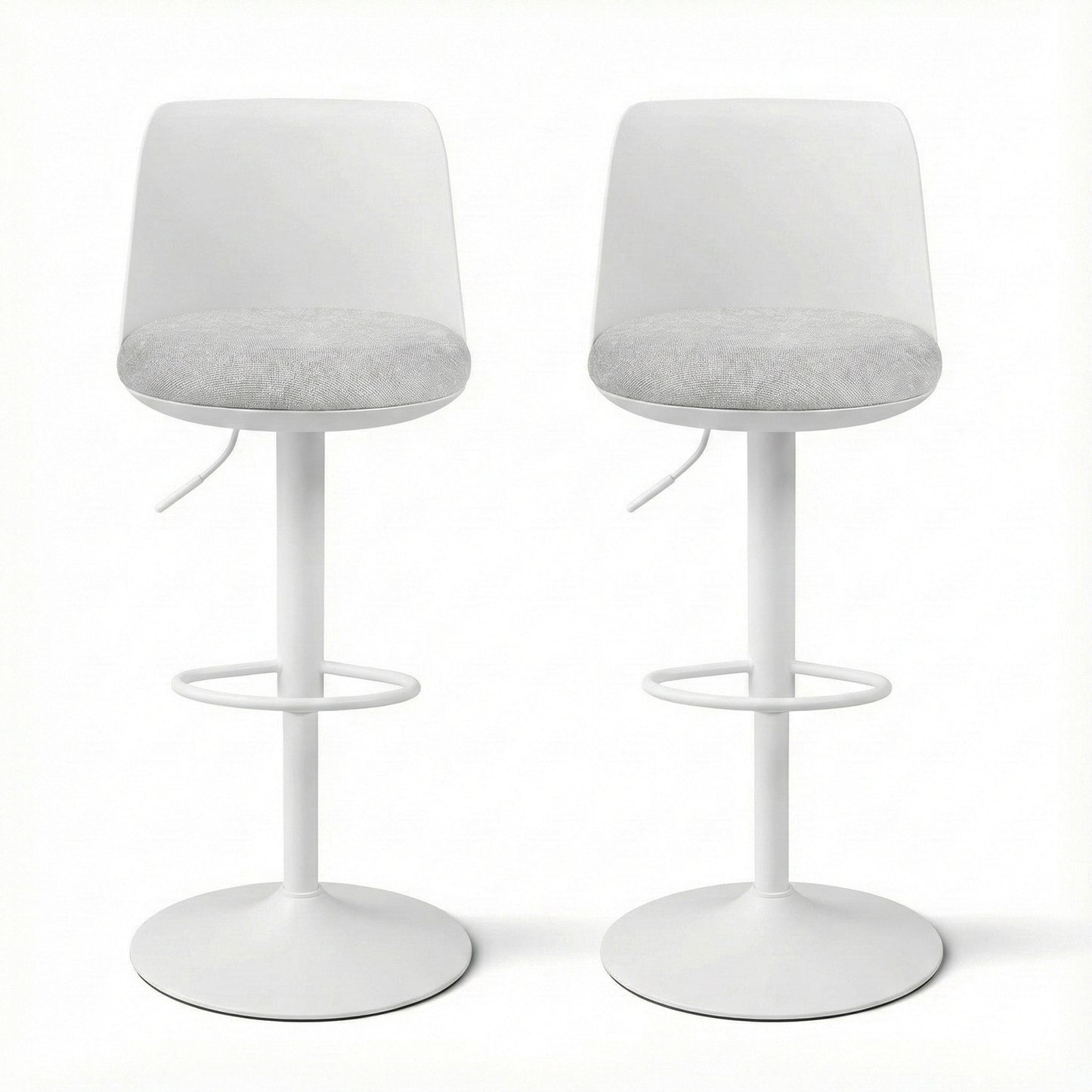 Artiss 2x Bar Stools Kitchen Swivel Gas Lift Counter Dining Chair Curved White BA-BB-8097C-WHX2