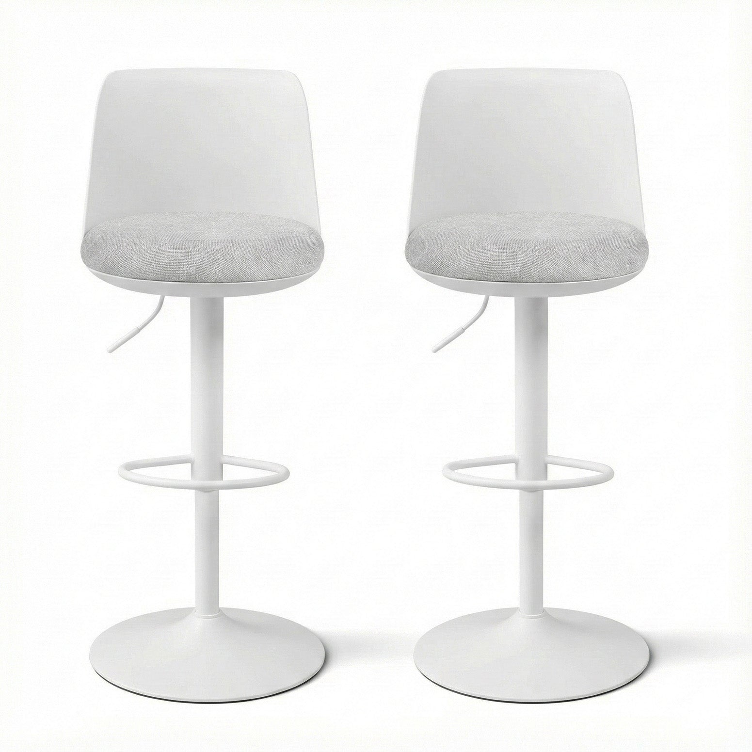 Artiss 2x Bar Stools Kitchen Swivel Gas Lift Counter Dining Chair Curved White BA-BB-8097C-WHX2