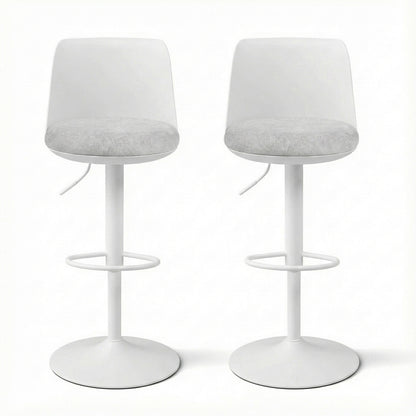 Artiss 2x Bar Stools Kitchen Swivel Gas Lift Counter Dining Chair Curved White BA-BB-8097C-WHX2