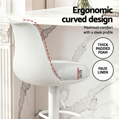 Artiss 2x Bar Stools Kitchen Swivel Gas Lift Counter Dining Chair Curved White BA-BB-8097C-WHX2